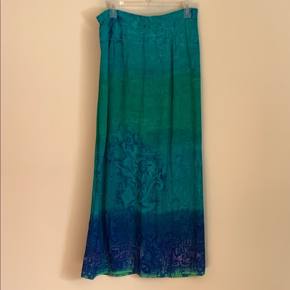 Vintage  blue-green rayon skirt